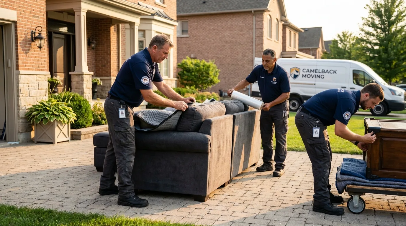 Large estate moving crew wrapping furniture in Kent, WA