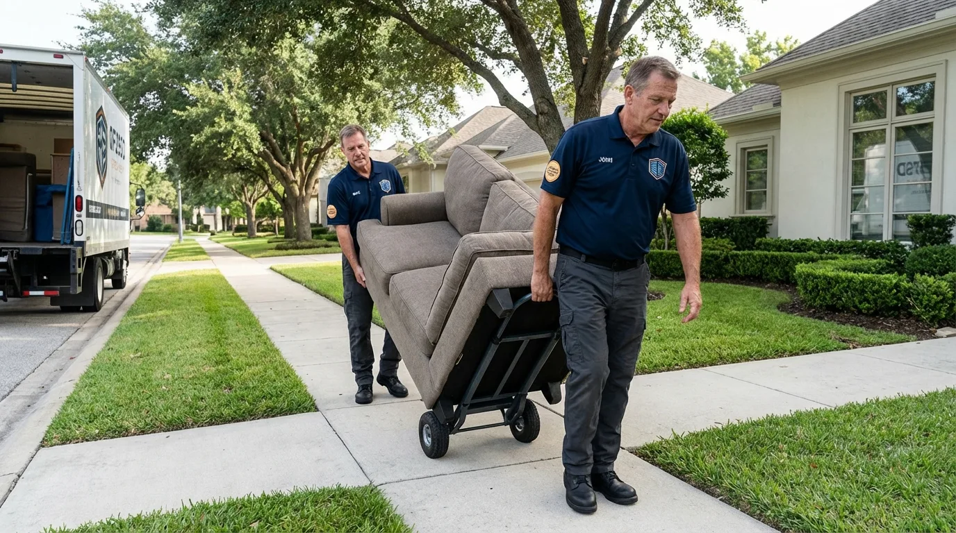 Local residential moving crew loading furniture in Kent, WA